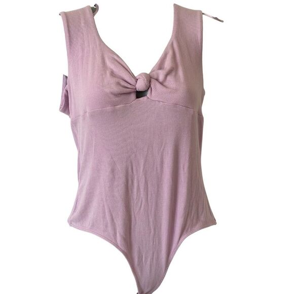 Elodie Women's Lavender Tie-Front Bodysuit Blouse Size L Casual Spring - Picture 1 of 6